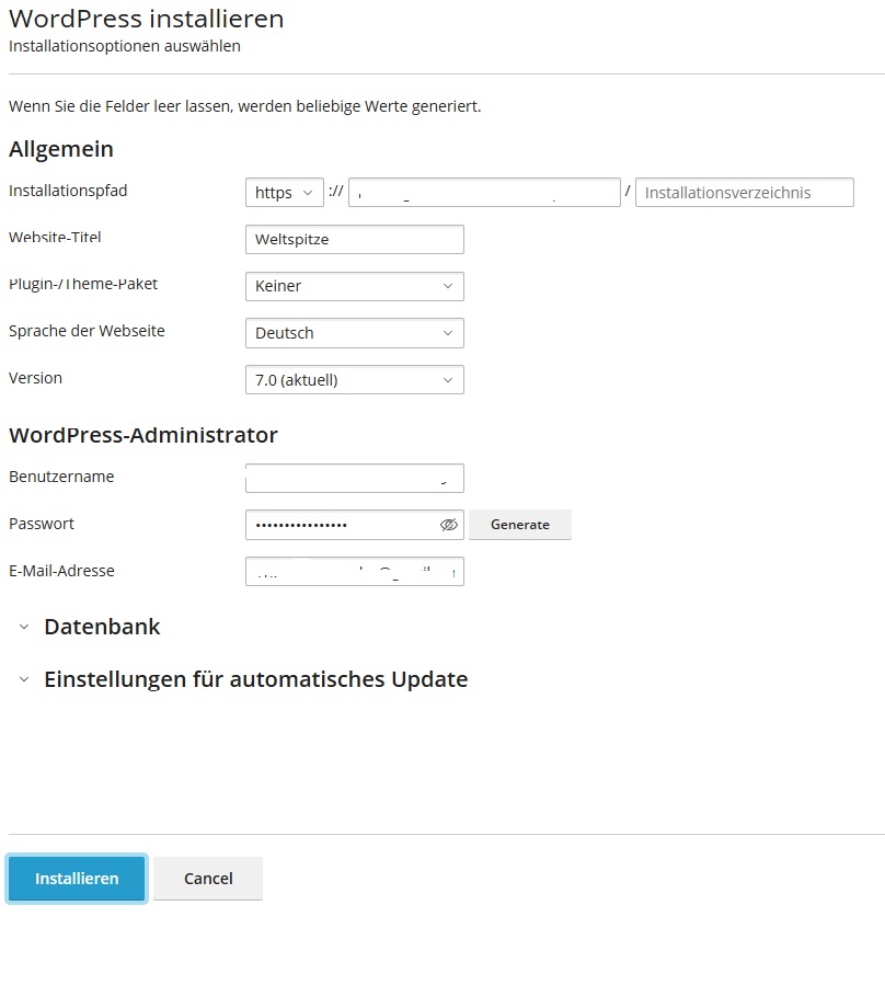 WordPress Installation
